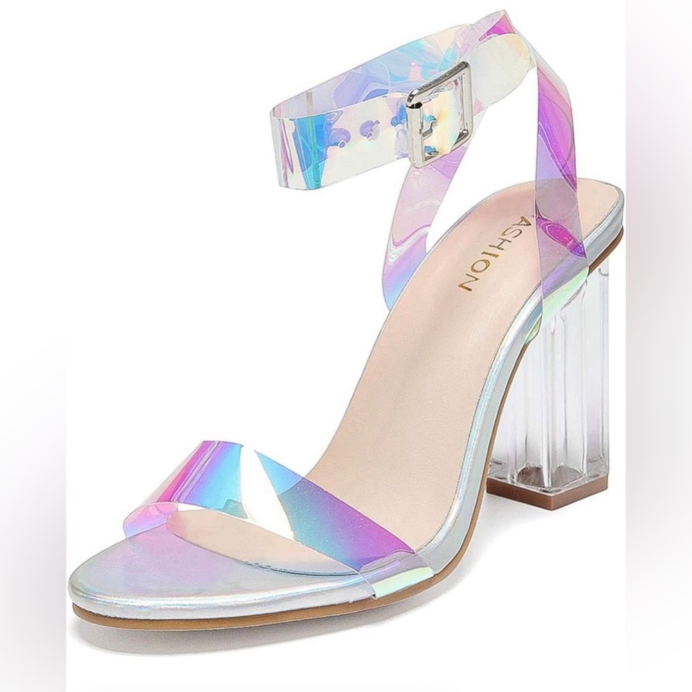 New Holographic/ clear heels W 6.5